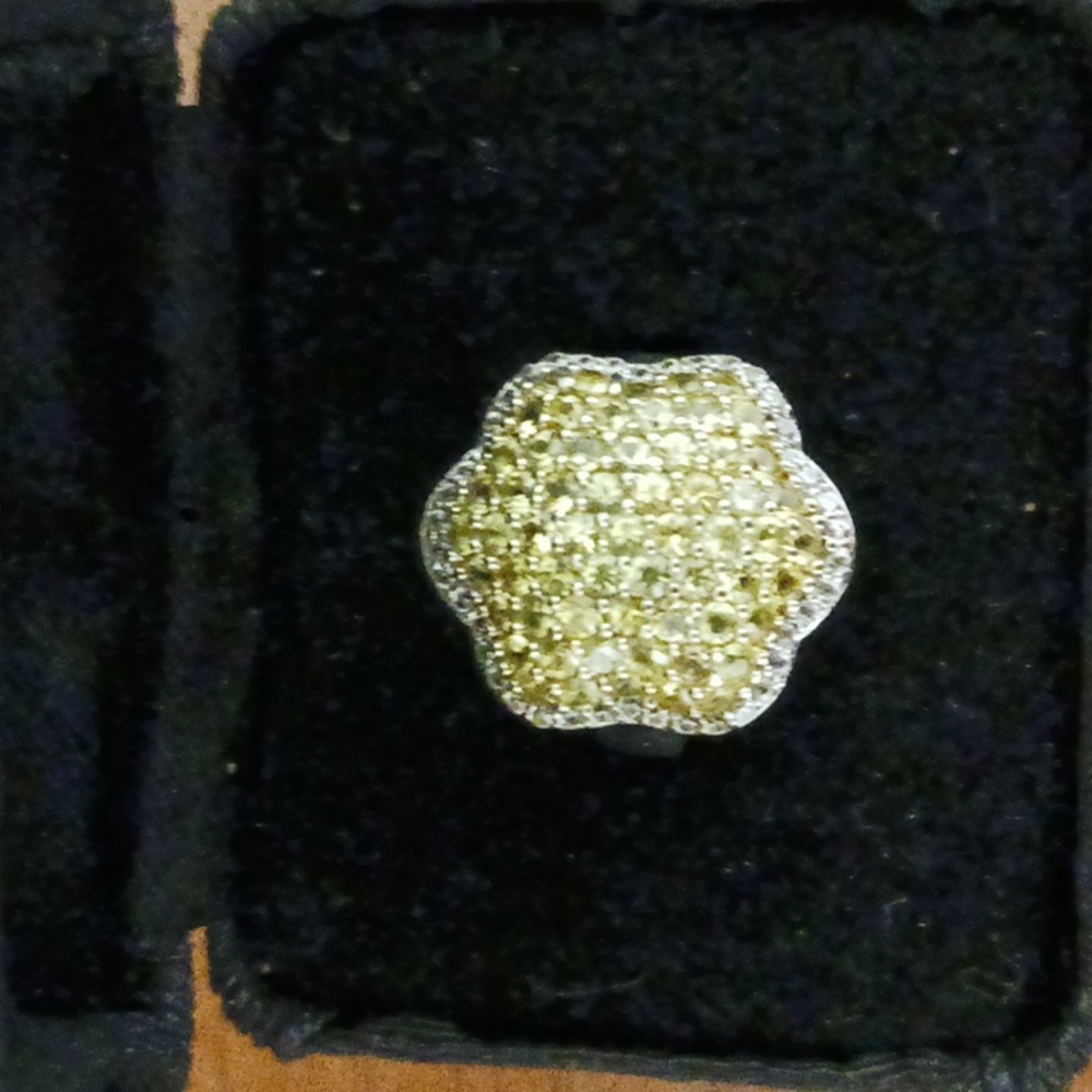 Sterling silver genuine Yellow sapphire Ring. Size 6. Stamped JZ 925.